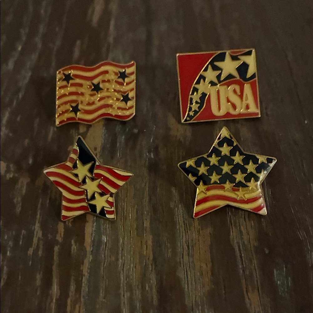 Patriotic USA Flag and Star Pins - Picture 1 of 6